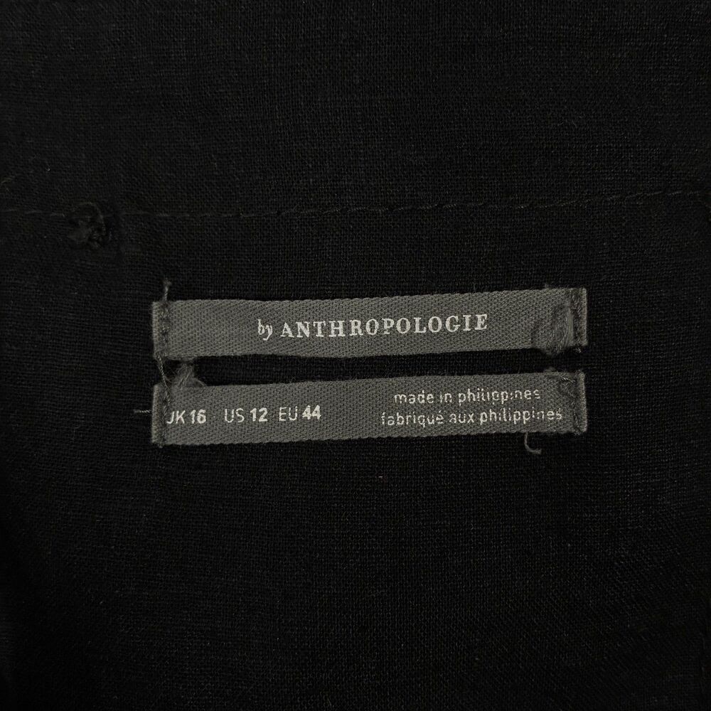 Anthropologie Women's Size 12 Black Linen Blend Halter Neck Midi Dress Timeless - Picture 7 of 9